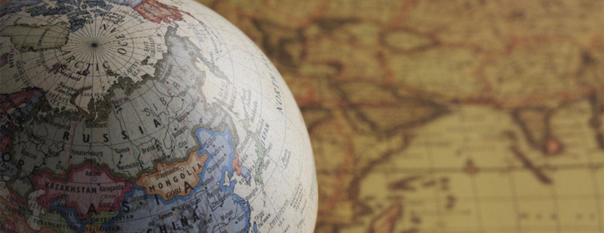 A globe and a map